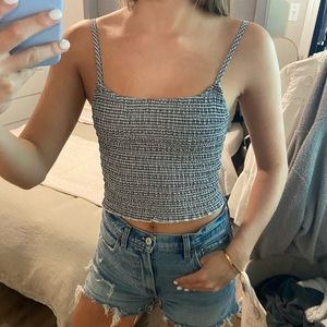 John Galt Gingham Scrunch Top